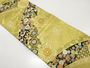 アンティーク　荒波に菊・桐・宝尽くし模様織り出し袋帯（材料）